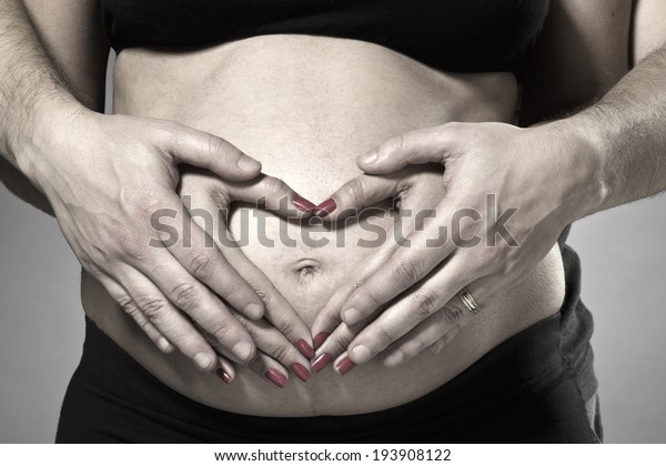 Man Woman Hands On Womb Heart Stock Photo 193908122 | Shutterstock