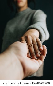 Man And Woman Holding Hands, Help And Self Help Concept, Mental Health