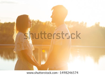 Similar – Image, Stock Photo Couple at sunset in Stuttgart