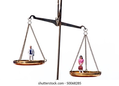 Man And Woman On Scale.Symbol For Equality