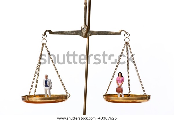 Man Woman On Waagesymbol Equality Stock Photo Edit Now