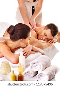 Man And Woman Relaxing In Spa. Isolated.