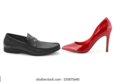 Man And Woman Shoes Isolated On White Background