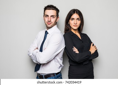 Man And Woman Standing Back To Back