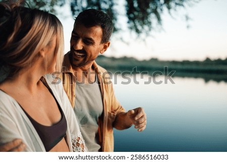 Similar – Image, Stock Photo Evening atmosphere on Lake Garda