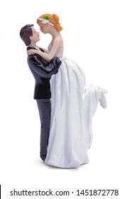 Man And Woman Wedding Cake Topper Isolated On White Background.