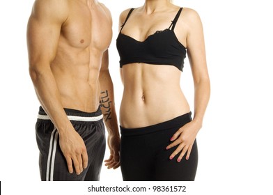 Man and woman's torso isolated on a white background