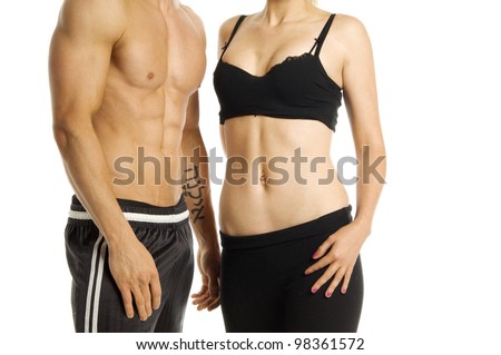 Man and woman's torso isolated on a white background