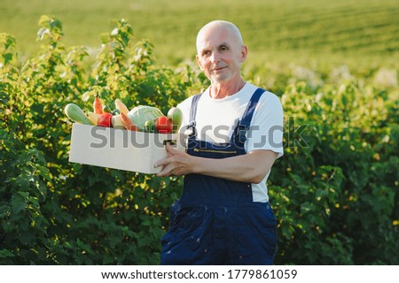 Similar – Foto Bild junger Mann Agronom, der einen Kürbis hält.