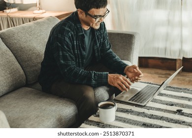 man work using computer hand typing laptop keyboard contact us.student study learning education online.adult professional people chatting search at office.concept for technology device business