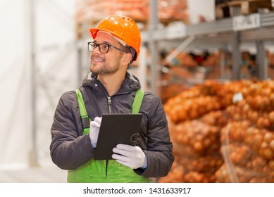 Man Working At Food Factory Warehouse.