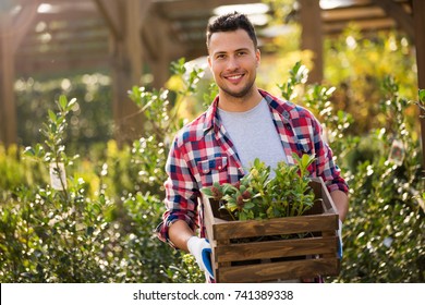 Man Working In Garden Center
