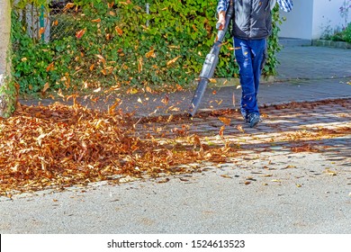 Man Working With Leaf Blower