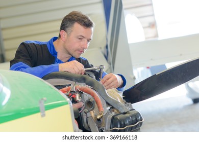 Man working on aircraft