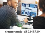 Man working on computer network graphic overlay