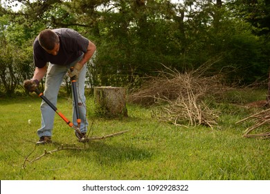 Man Working On Yard Cleanup