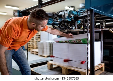 Man Working In Printing Factory