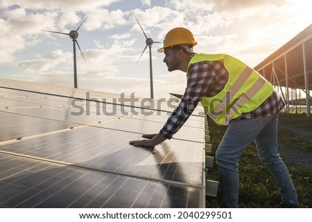 Similar – Image, Stock Photo Wind energy and solar energy