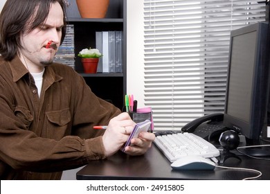 man write information to notepad
