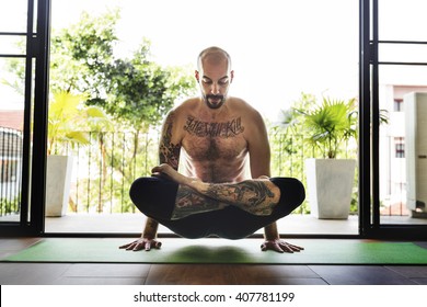 Man Yoga Practice Pose Training Concept