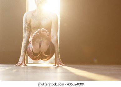 Man Yoga Practice Pose Training Concept