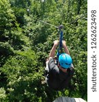 Man zip lining