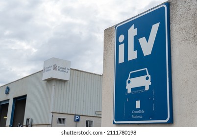 Manacor, Spain; January 20 2022: Technical Vehicle Inspection Station, ITV, In The Majorcan Town Of Manacor, On A Cloudy Day. Spain