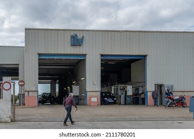 Manacor, Spain; January 20 2022: Technical Vehicle Inspection Station, ITV, In The Majorcan Town Of Manacor, On A Cloudy Day. Spain