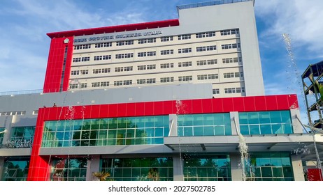 MANADO, INDONESIA- August 10, 2021 : A New Hospital For The Province Of North. With Blur Background.