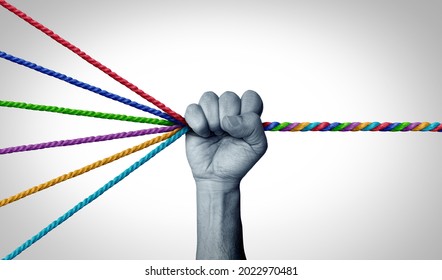 Management skills leadership as a leader organizing diverse ropes into one cohesive rope as a business concept for strategy and control. - Shutterstock ID 2022970481