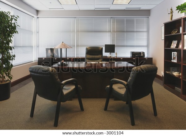 Managements Office Space One Point Perspective Stock Photo