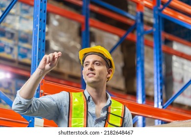 Manager Man In Warehouse, Warehouse Worker Checking Inventory In Warehouse, Foreman Worker Working In Factory Warehouse