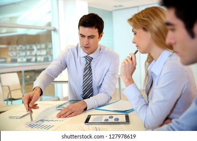 Manager Presenting Budget To Marketing People