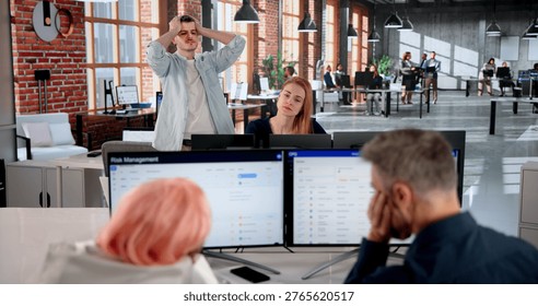 Manager Struggles To Guide Team Through Stressful Office Crisis Meeting.