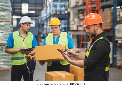 Manager  using tablet Checke-Commerce Online Orders e-businessonline. In store Background Warehouse Retail Center with  boxes global logistics network  Products Delivery Infographics in Logistics