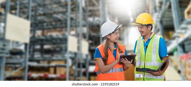 Manager  using tablet Checke-Commerce Online Orders e-businessonline. In store Background Warehouse Retail Center with  boxes global logistics network  Products Delivery Infographics in Logistics