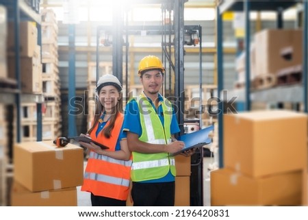 Manager  using tablet Checke-Commerce Online Orders e-businessonline. In store Background Warehouse Retail Center with  boxes global logistics network  Products Delivery Infographics in Logistics