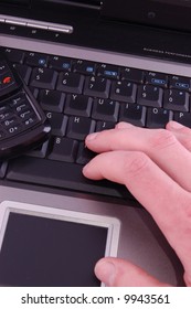 Manager work on laptop