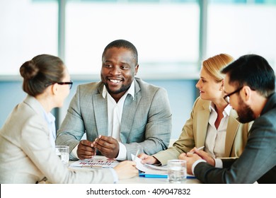 Managers at meeting with entrepreneur - Shutterstock ID 409047832