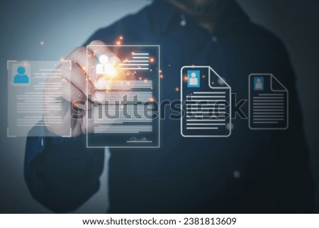 Managers select job applicants for interviews to become employees in the company. Human Resources department department that select experienced personnel. CV online to choose the perfect employee.