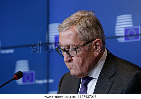 Managing Director of the ESM, Klaus Regling\
gives a press conference at the results of Eurogroup finance\
Ministers meeting in Luxembourg on June 22,\
2018