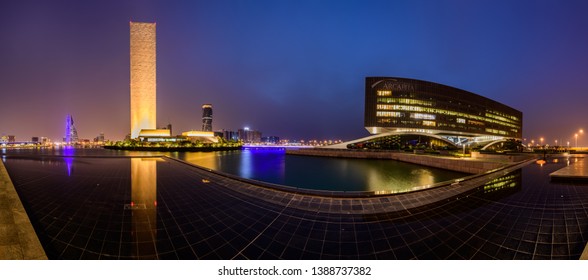 Manama, Bahrain Bay, Bahrain - May 2019: Panoramic View of Bahrain Bay with modern buildings, New business center of Bahrain.