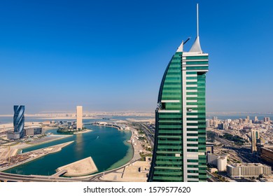 MANAMA, BAHRAIN - DECEMBER 05, 2019: Aerial view of architecture and newly constructed areas in Manama, Bahrain