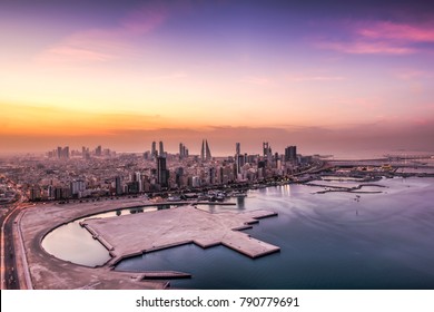 MANAMA, BAHRAIN- December 23: Manama - Areal view of Bahrain World Trade Center and other high rise buildings in Manama City on December 23, 2017, Manama, Bahrain
