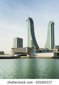 MANAMA , BAHRAIN - January 13: Bahrain Financial Harbour buildings in day light , tallest twin towers in Manama, Bahrain on January 13, 2017 