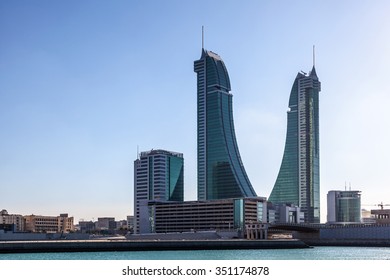 MANAMA, BAHRAIN - NOV 14: Bahrain Financial Harbour Skyscrapers in Manama City. November 14, 2015 in Manama, Kingdom of Bahrain