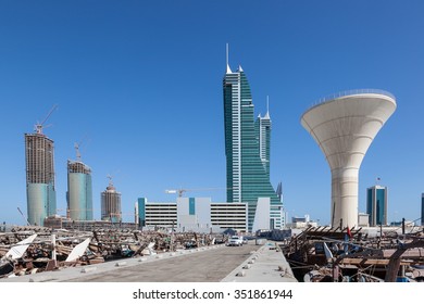 MANAMA, BAHRAIN - NOV 15: Traditional dhows in the Financial Harbour in Manama. November 15, 2015 in Manama, Kingdom of Bahrain, Middle East