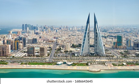 MANAMA/BAHRAIN - April 9, 2019: Panoramic view of Manama city in Bahrain