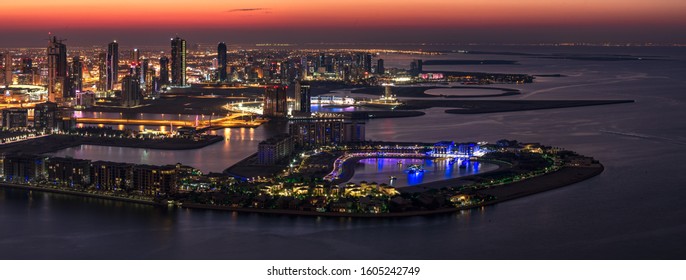 Manama,Bahrain, December 22,2019-An Ariel Panoramic View Of Bahrain's Luxury Reef Islands.