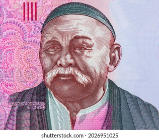 Manas. Storyteller Sayakbai Karalaev, Portrait From Kyrgyzstan 500 Sum 2000 Banknotes.